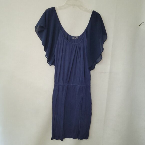 Velvet By Graham & Spencer Dress Womens M Blue Rayon Flutter Sleeve Knit‎ Bodice - Picture 1 of 11